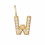 9k solid gold charm initial with white diamonds