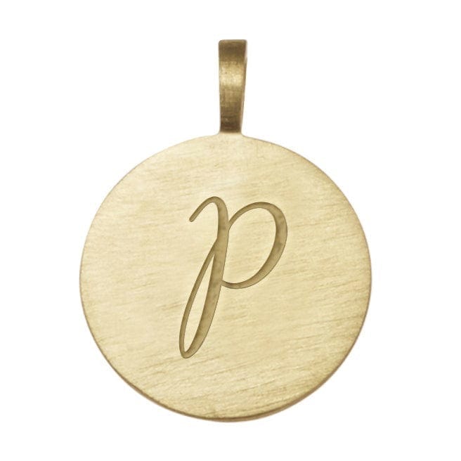 P initial disc 15mm solid gold