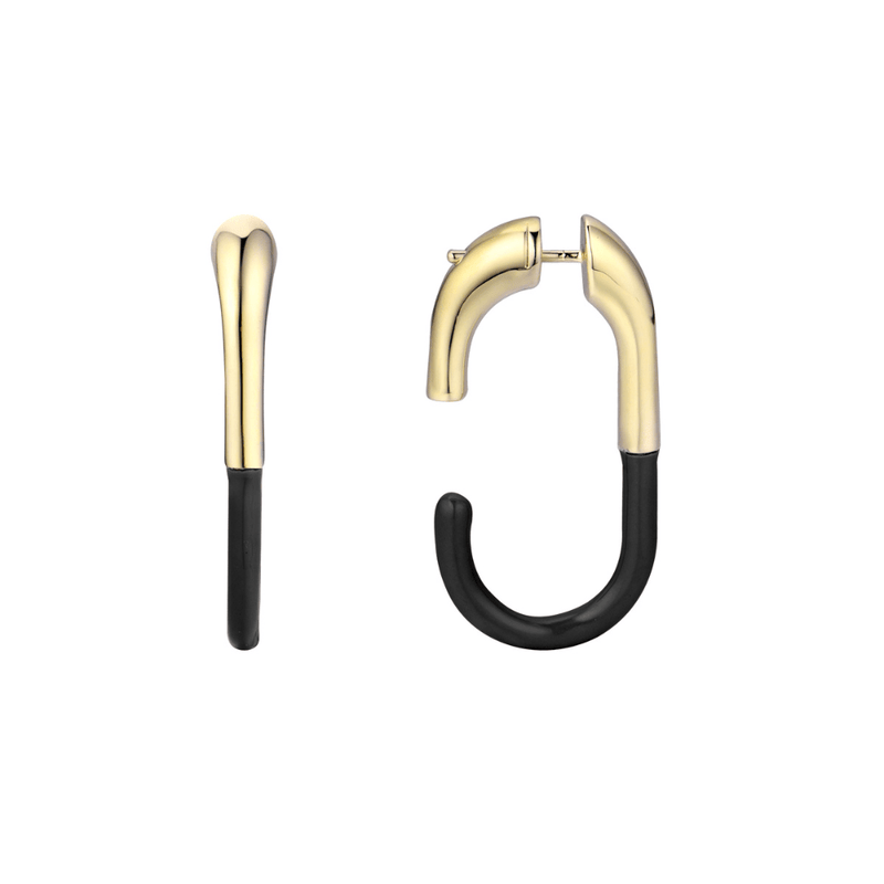 black and gold open hoops 