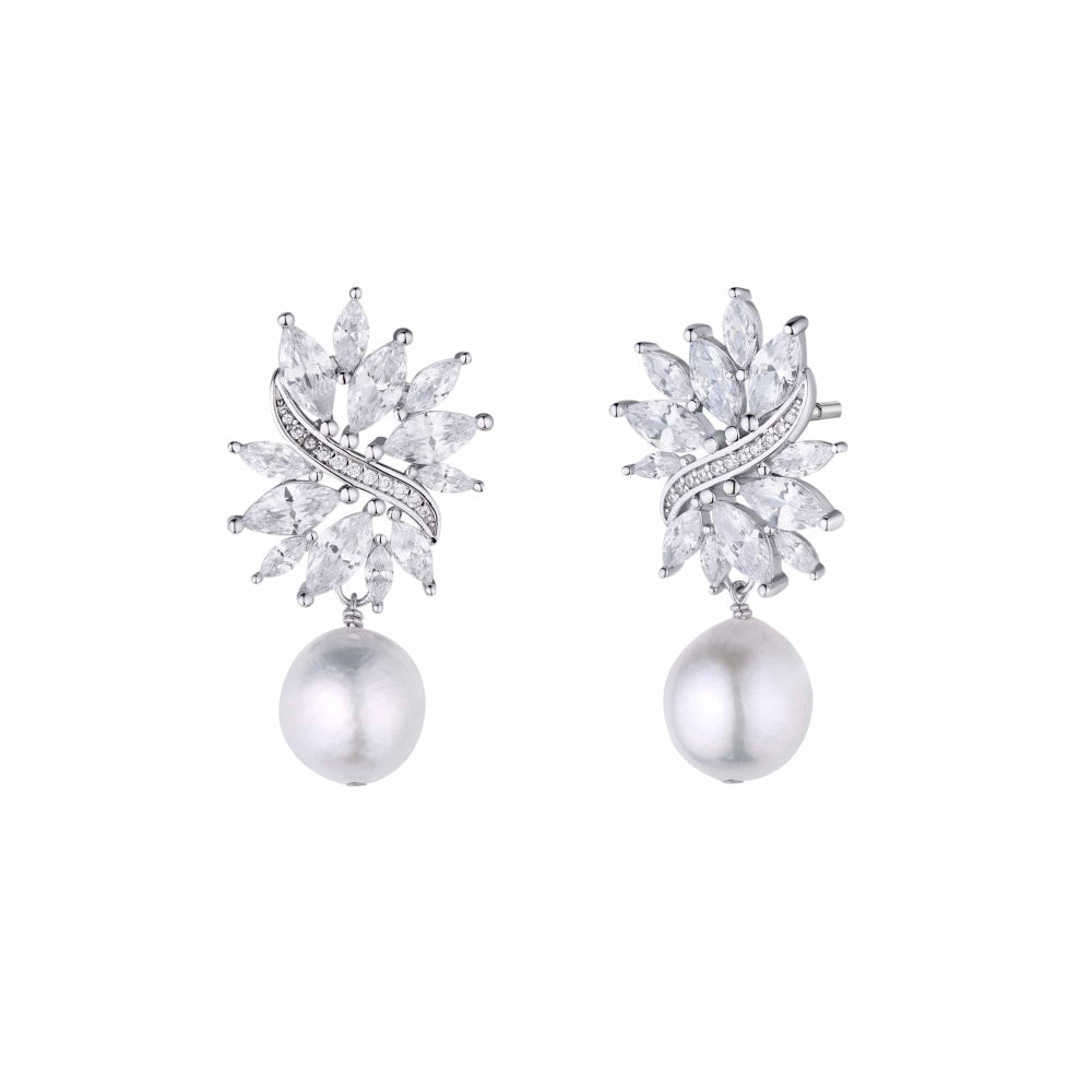 crystal pearl drop earrings for wedding