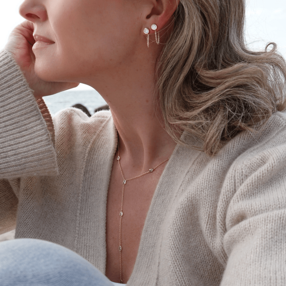 crystal earrings with chain