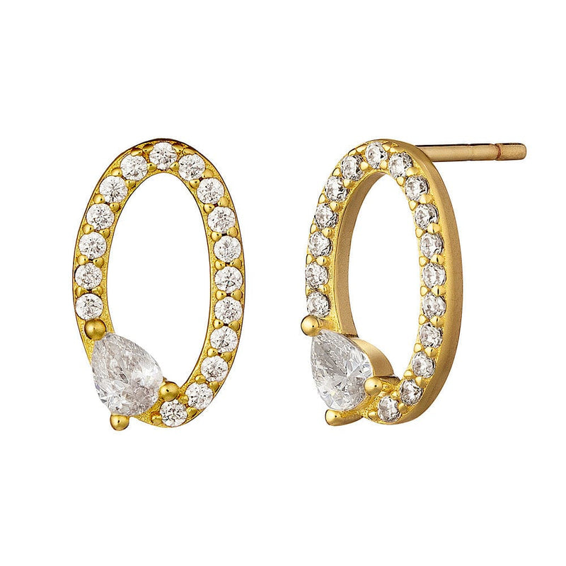 gold earrings with crystals