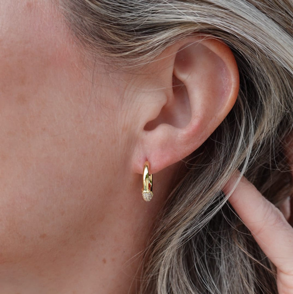 small gold plated crystal huggies