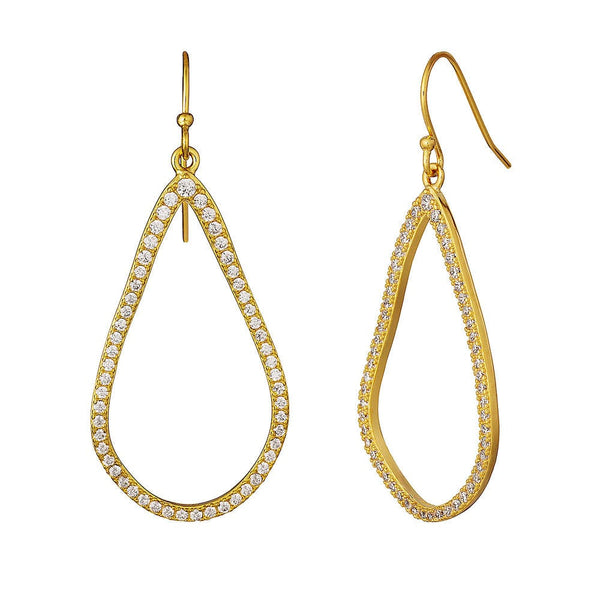 Gold hoop earrings with crystals  on a white background