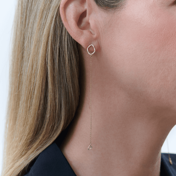 Gold diamond chain earrings