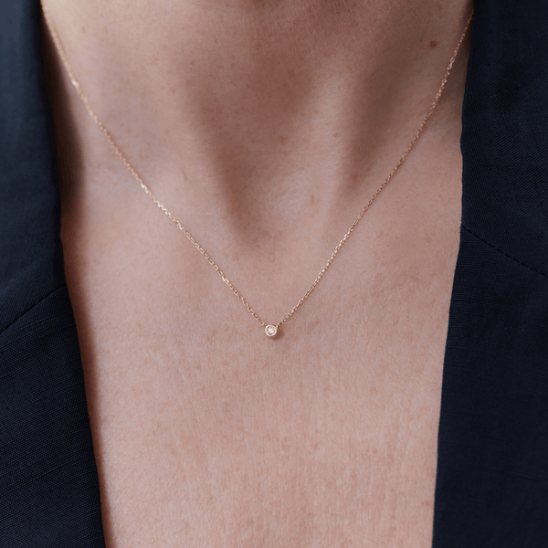 Solid gold diamond droplet necklace