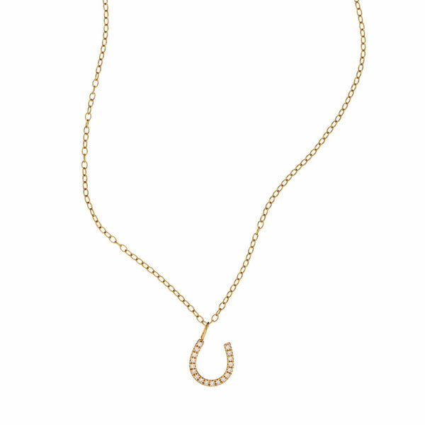 Diamond horse shoe necklace in 14k solid gold