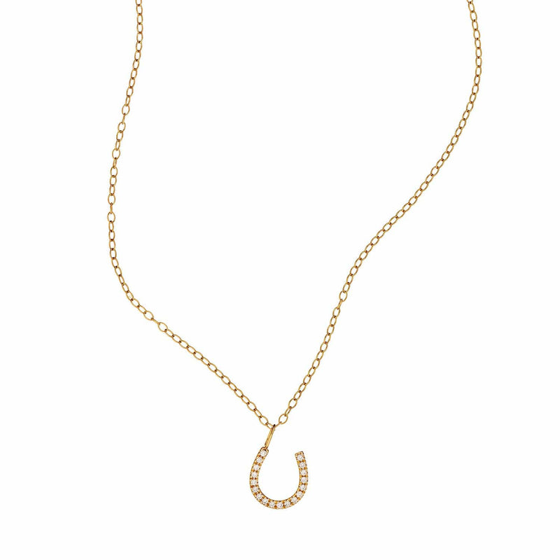 Diamond horse shoe necklace in 14k solid gold