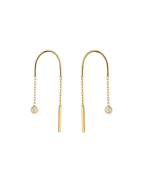 Gold diamond threader earrings