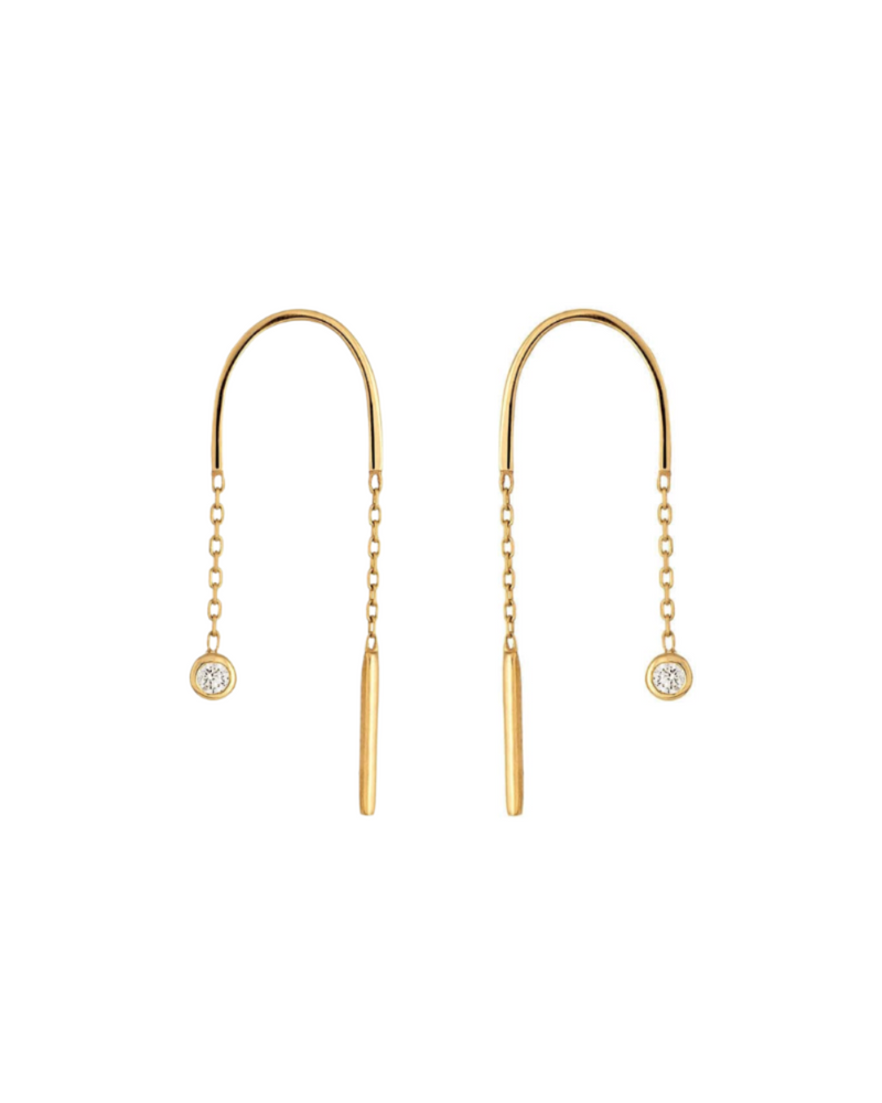 Gold diamond threader earrings