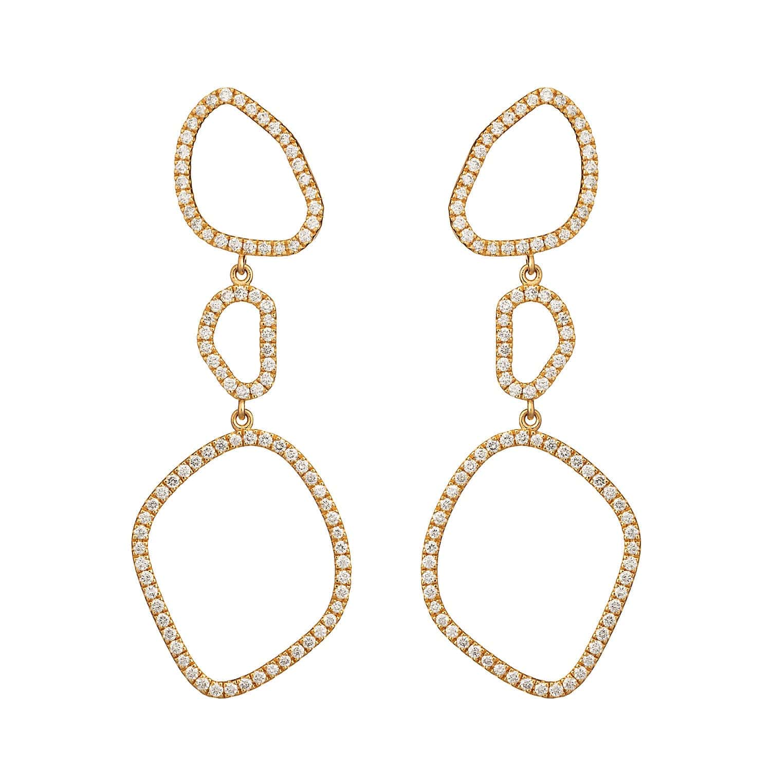 Solid gold diamond wave earrings