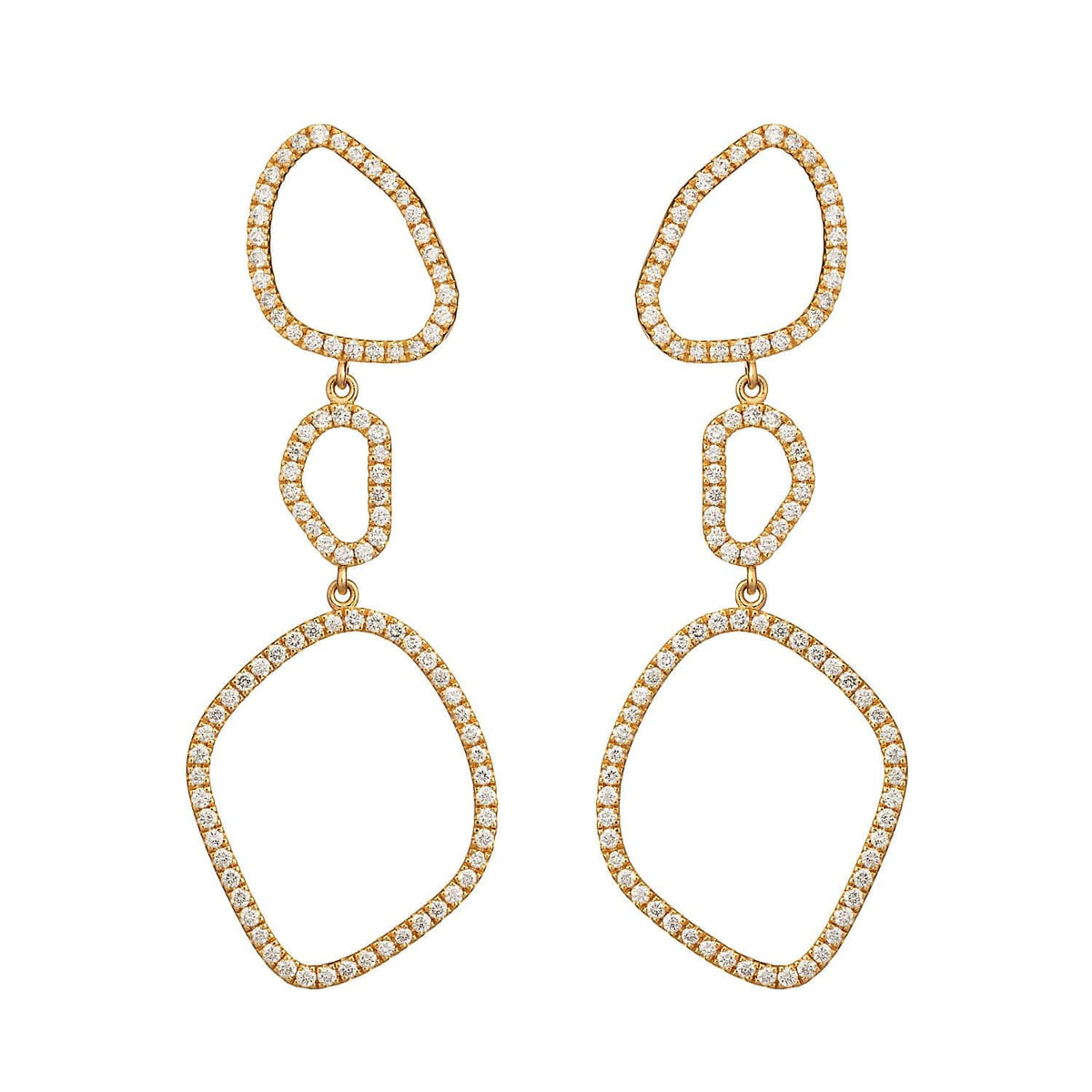 Solid gold diamond wave earrings