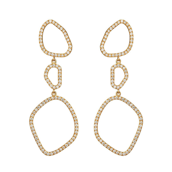 Solid gold diamond wave earrings