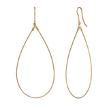 Gold teardrop earrings on a white background