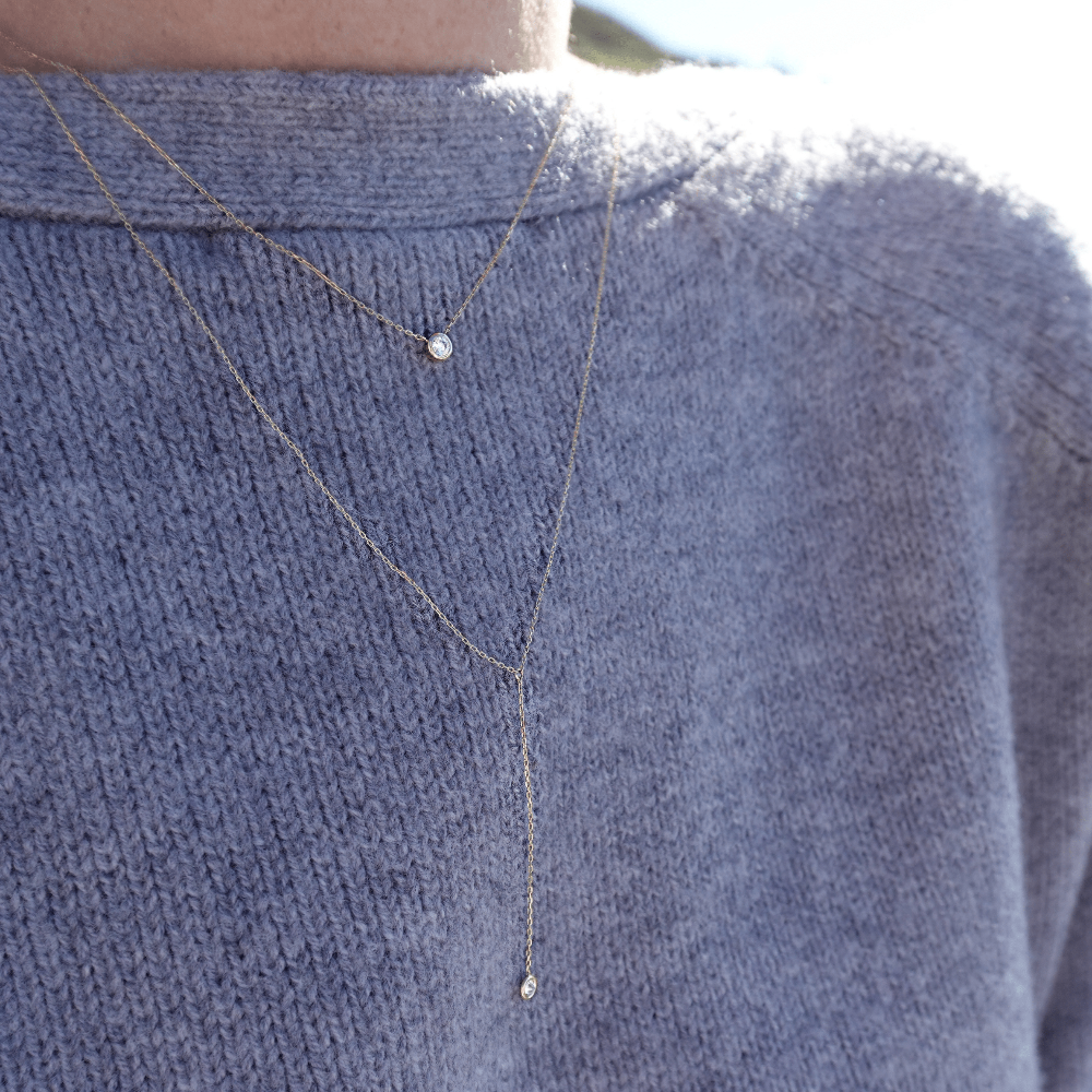 lariat solid gold necklace diamond