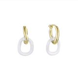 Huggy gold and white enamel hoops