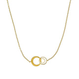 Gold necklace with interlocking rings on a white background