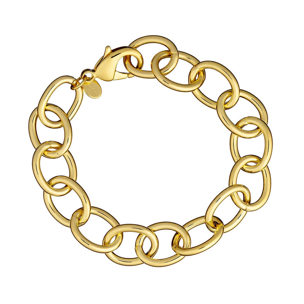 Gold chain bracelet on a white background