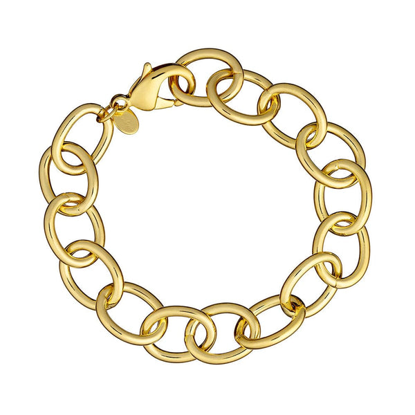 Gold chain bracelet on a white background