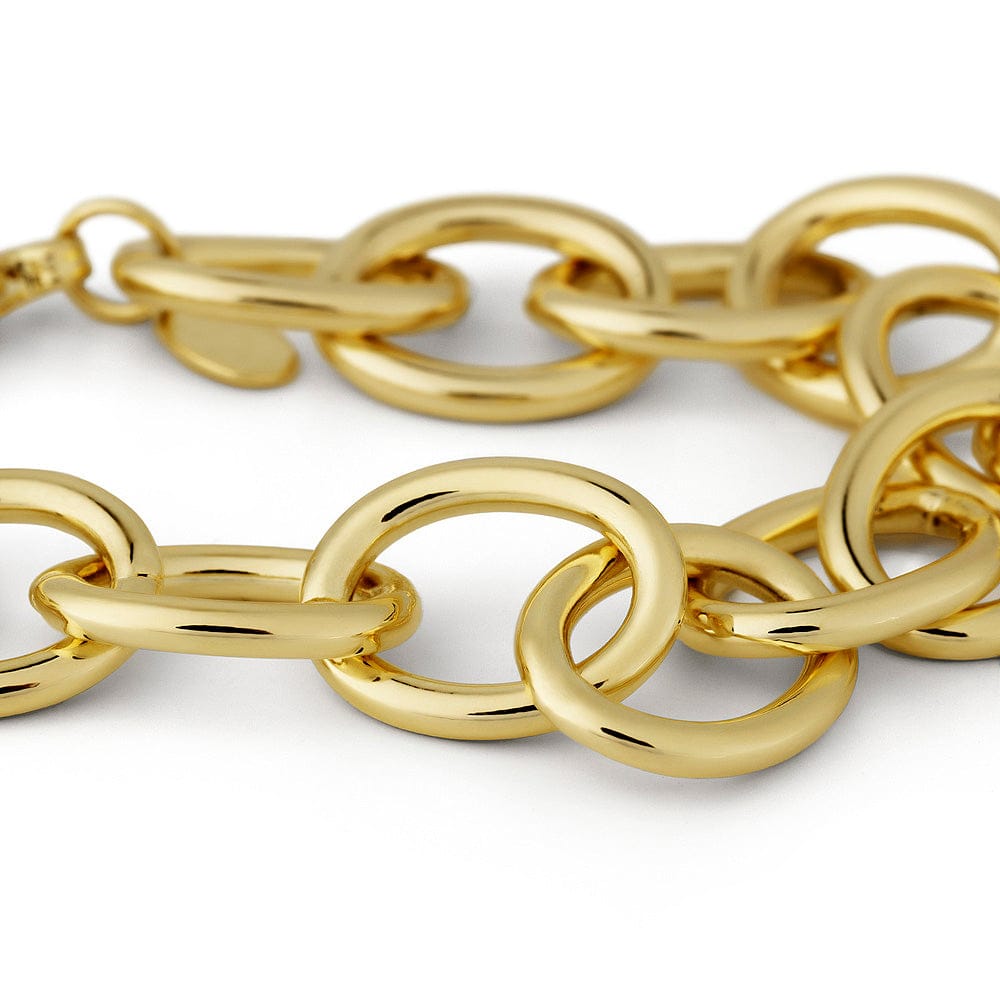 Gold chain bracelet on a white background