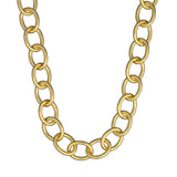 Gold chain necklace on a white background