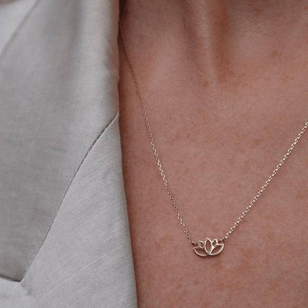 Solid gold lotus necklace