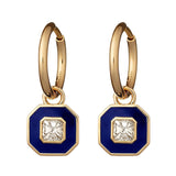 Navy enamel diamond drop Vosges earrings