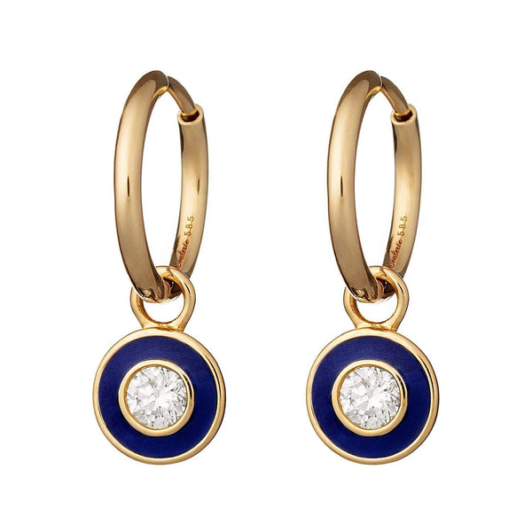 Diamond navy enamel drop earrings 