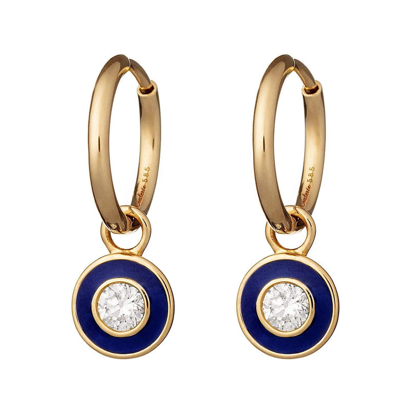 Diamond navy enamel drop earrings 