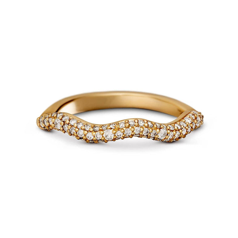 Diamond organic wave ring 14k solid gold