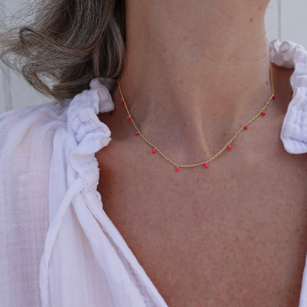 pink enamel necklace