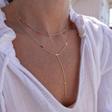 pink enamel disc necklace