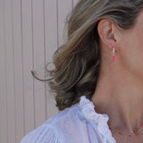 crystal spike huggies with pink enamel