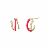 pink enamel split studs