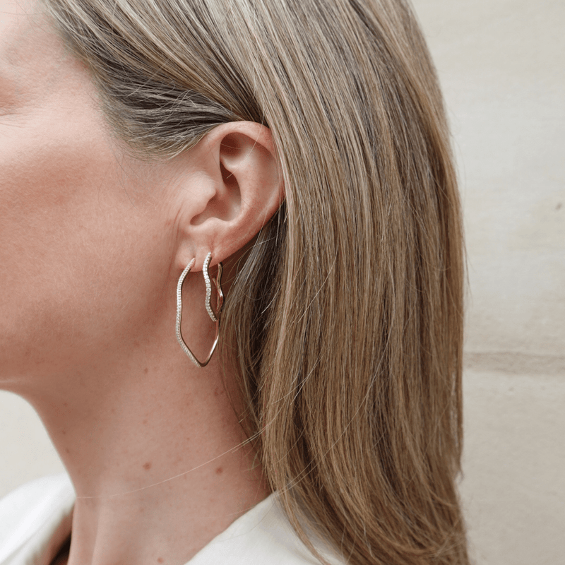 Gold organic small wave earrings