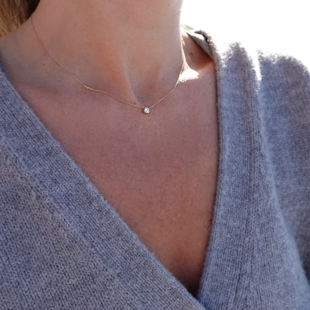 3.3mm bezel diamond necklace
