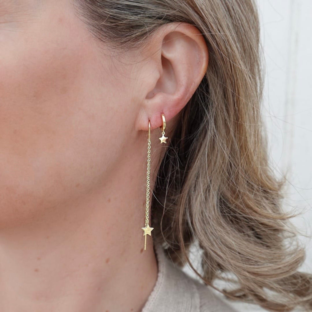 gold star threader earrings
