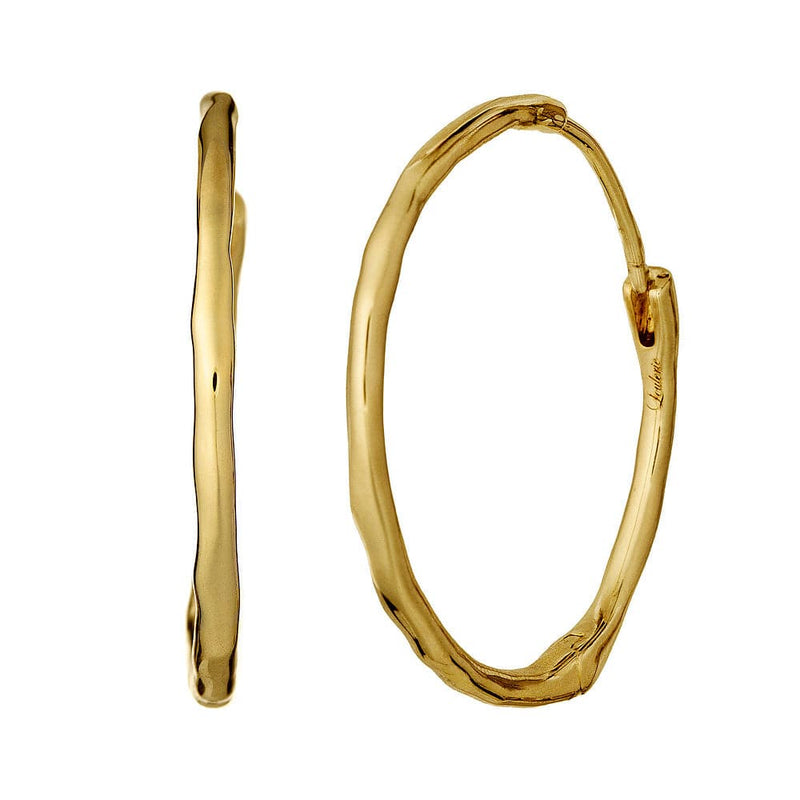 Gold hoop earrings on a white background