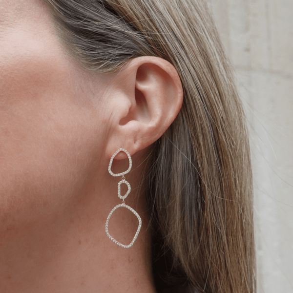 Triple wave diamond earrings