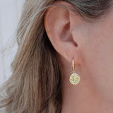 enamel and crystal disc pendent huggies