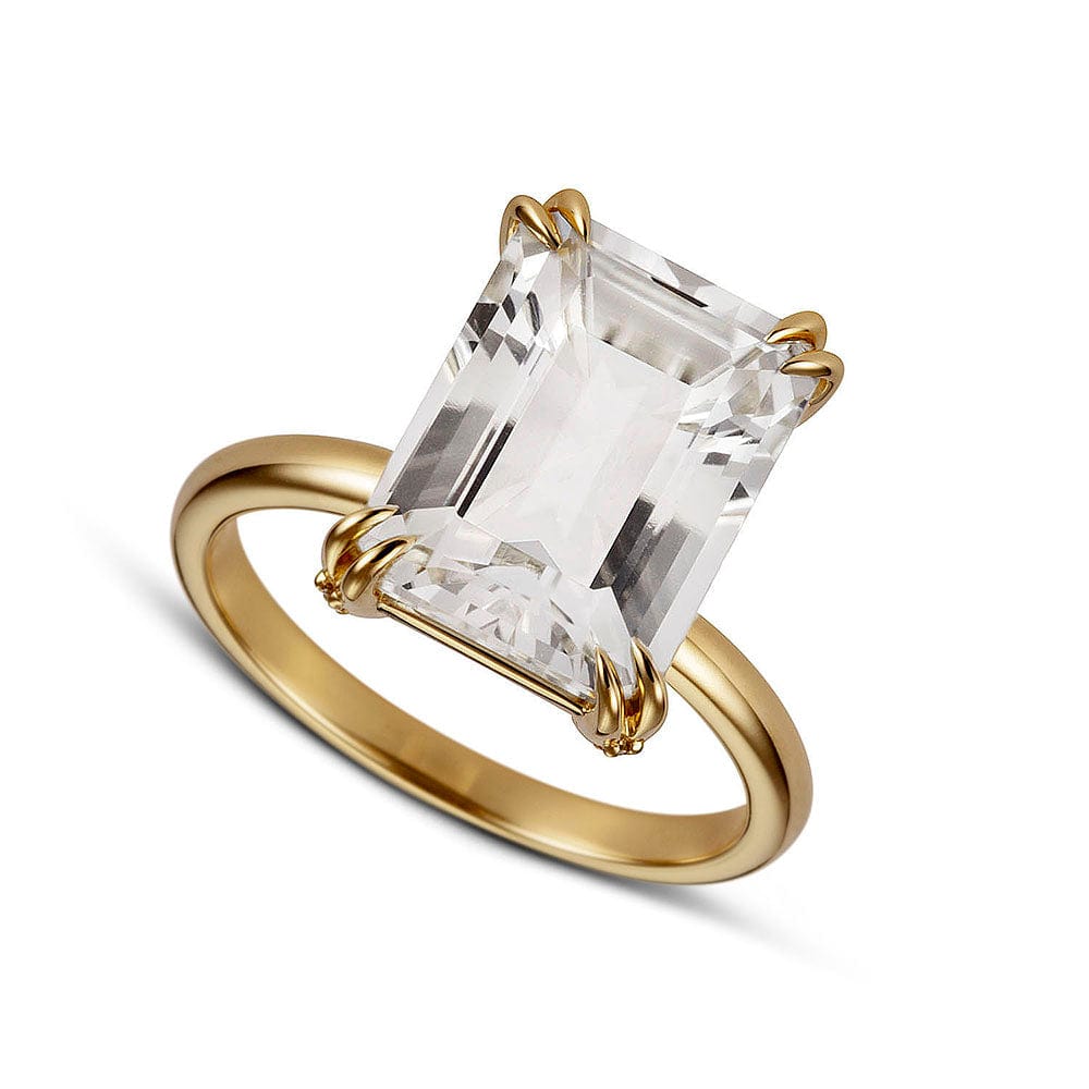 white topaz solid gold ring 