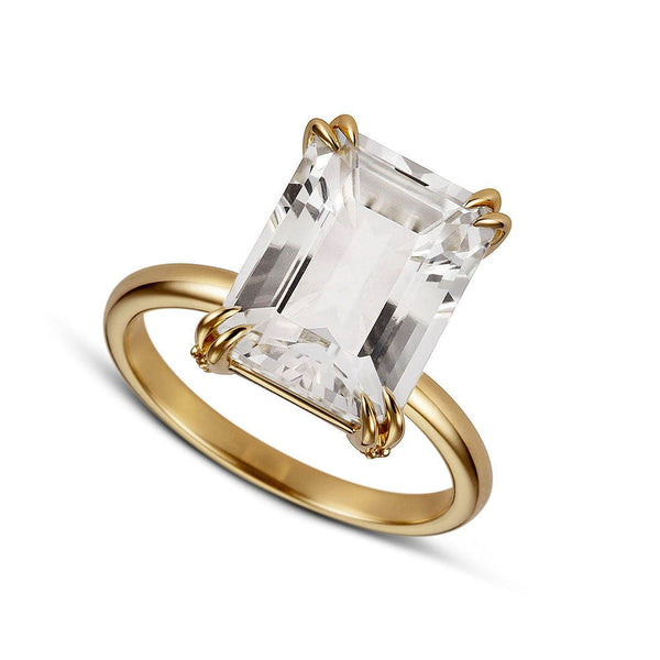 white topaz solid gold ring 
