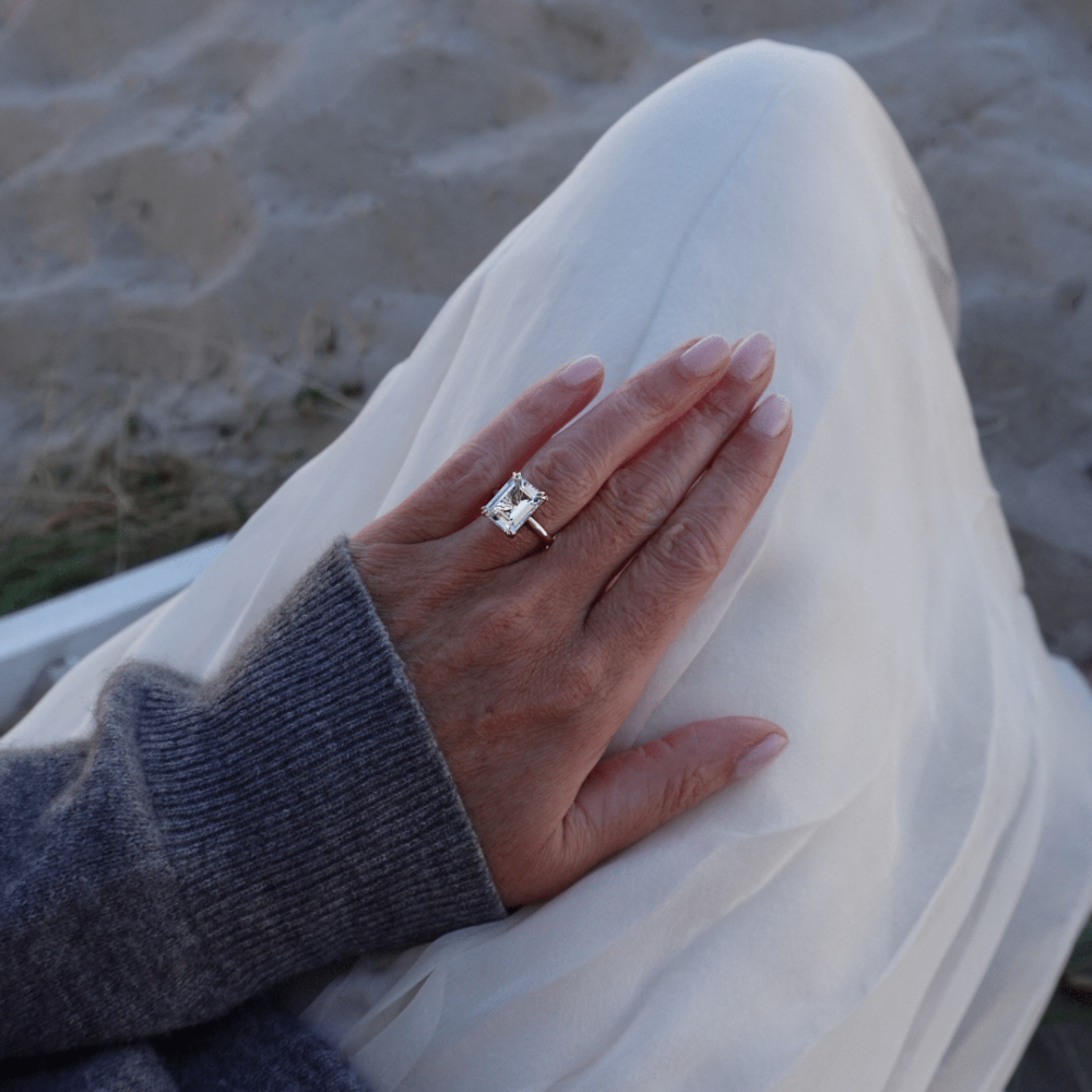 solid gold emerald cut ring