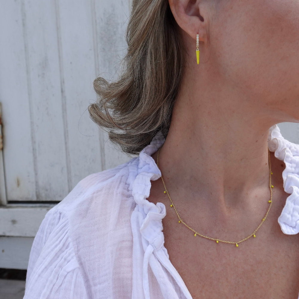 yellow enamel necklace and earrings