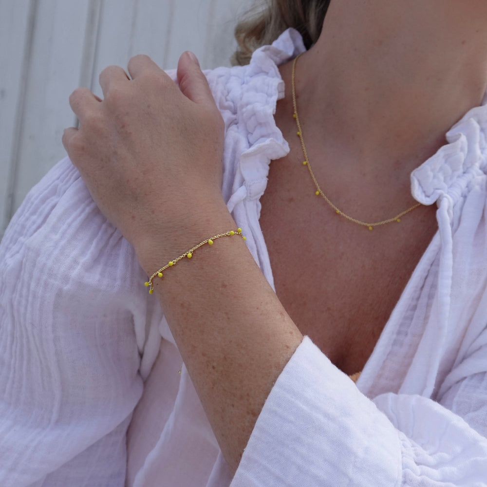 yellow enamel bead bracelet