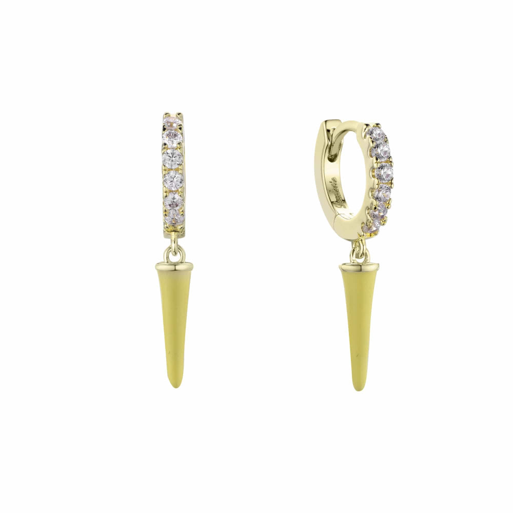 yellow spike huggies with crystal