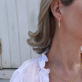 yellow spike drop earrings with crystals