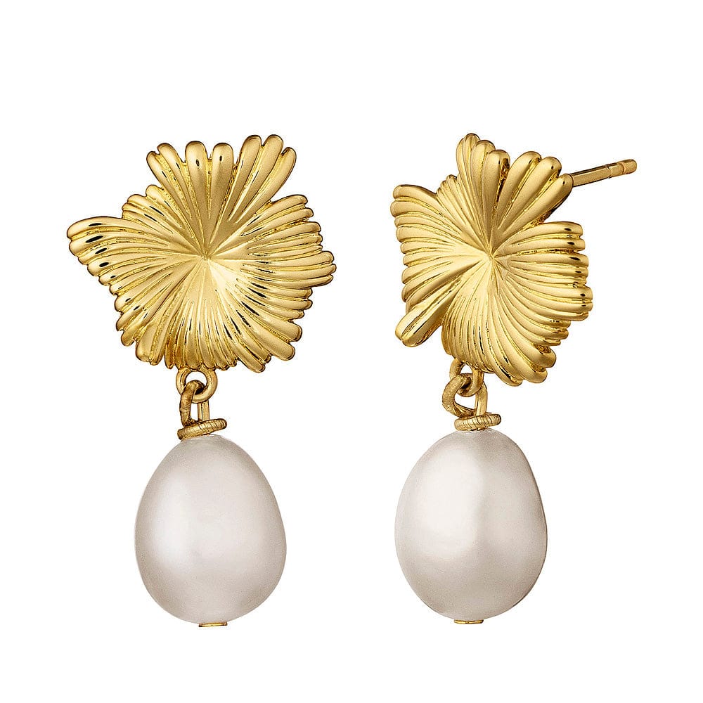 Loulerie Floral Pearl Drop Earrings