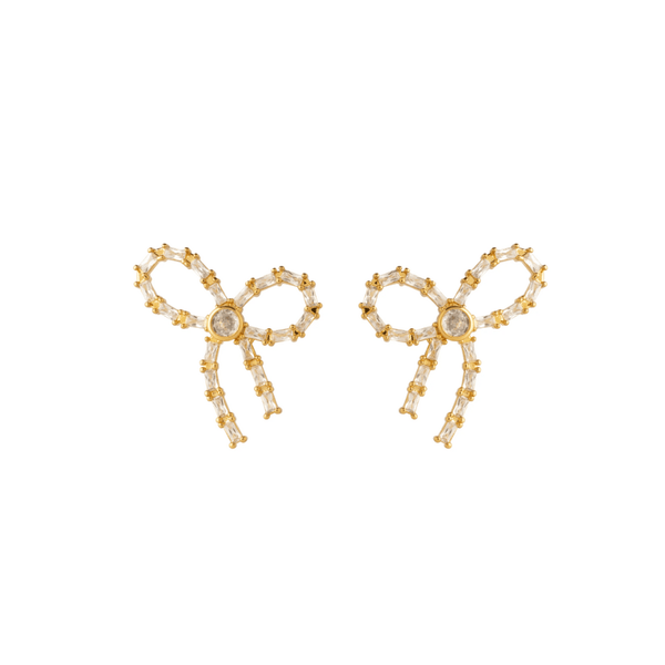 Crystal bow stud earrings