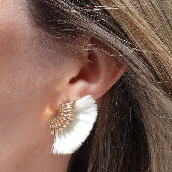 Feather earrings with crystals